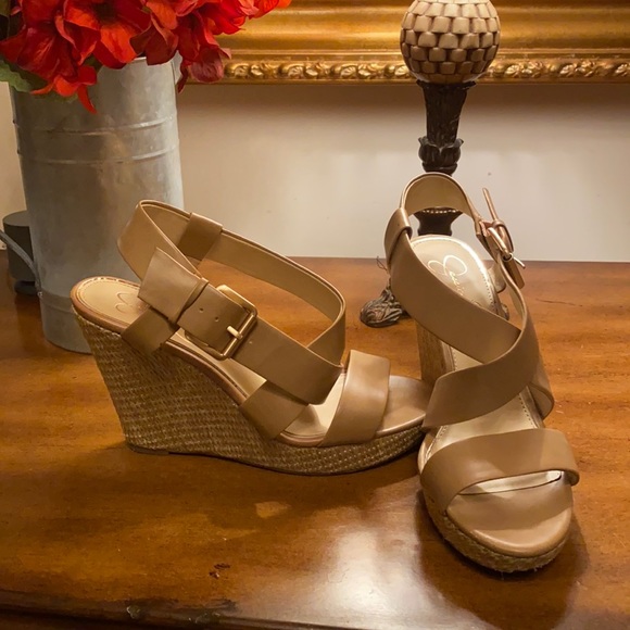 Jessica Simpson ESPADRILLE WEDGE SANDAL Nude Strappy 8.5 sandals - Picture 3 of 7
